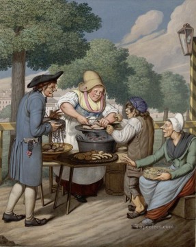 Der Rosenkranzkramer die Bratenbraterin und die Schwefelfadenverkauferin Georg Emanuel Opiz caricature Oil Paintings